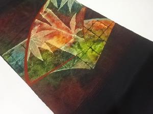 地紙に竹笹模様織出し名古屋帯